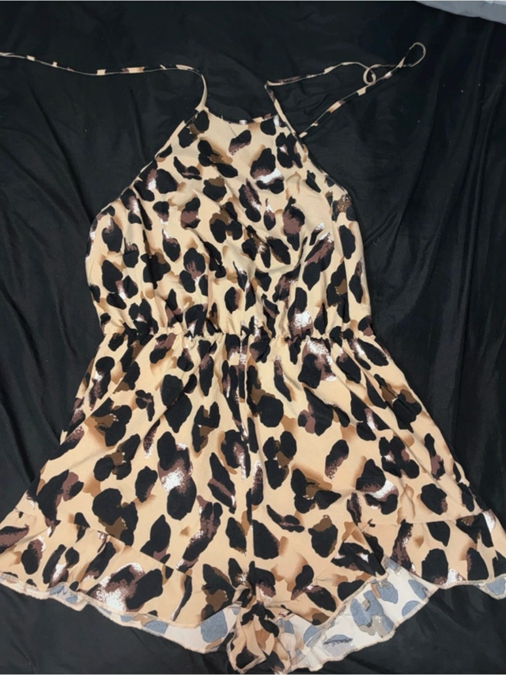 SHEIN Beige and Black Leopard Halter Romper